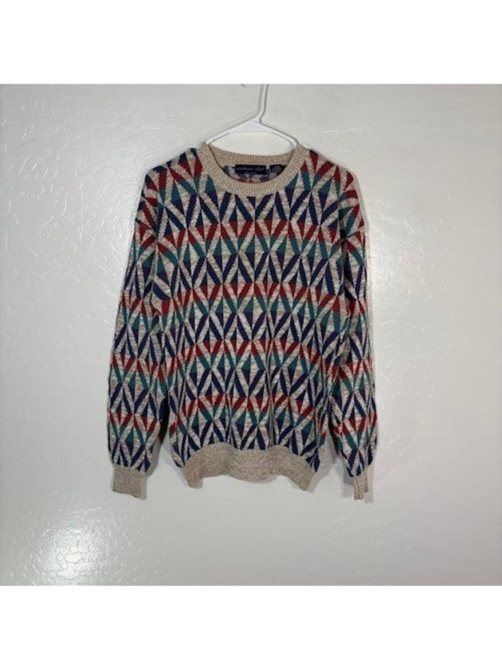 Northern Isles Sweater Mens Large Multicolor Geometric Crewneck Knit Pullover